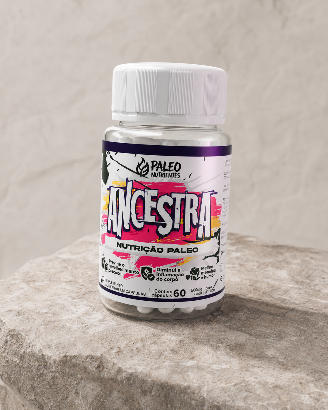 ANCESTRA — frasco com cápsulas paleo